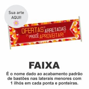 Faixa Lona 440g Livre 4x0 Fosco ou Brilho Bastões nas laterais 